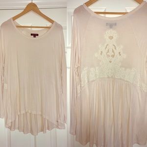 Lace back long sleeve top